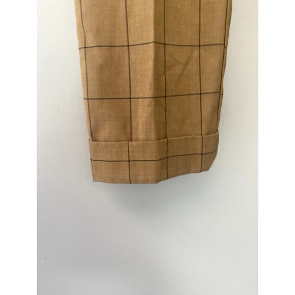 Straight Leg Skinny Tan Trouser Pant with Cuffed Ankles - Picture 9 of 9